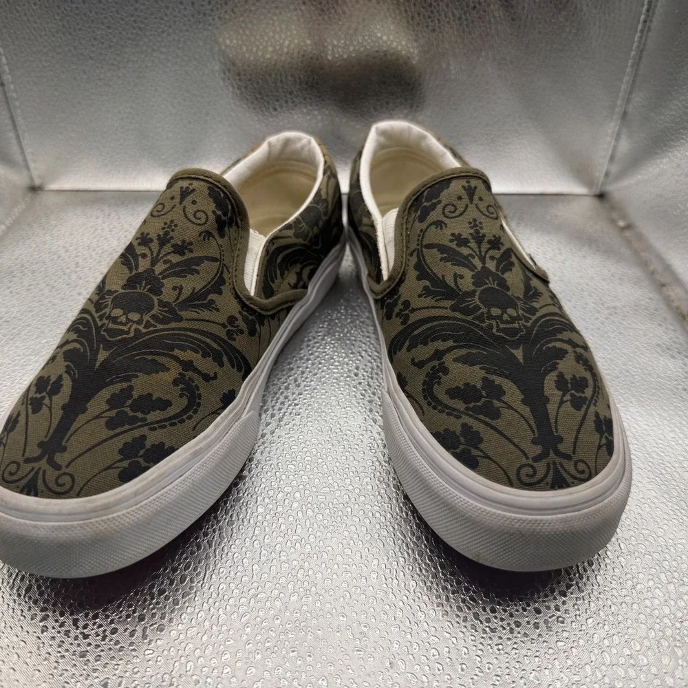 Size 5.5M/7W Vans‎ Skull Tapestry Grape Leaf Olive Unisex Slip On Shoes 507698